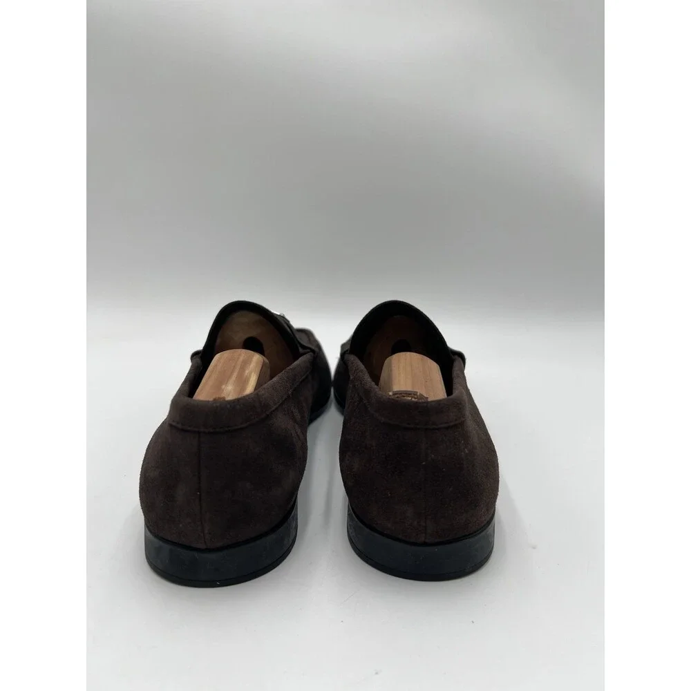 Men’s Prada chocolate brown suede slip-on driving loafers triangle logo 7UK - Picture 4 of 6